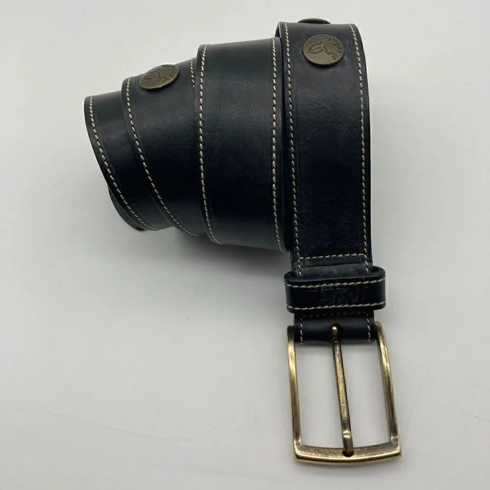 El Caballo Black Leather Men’s Belt Size 85-40,5”/39” Made in Italy